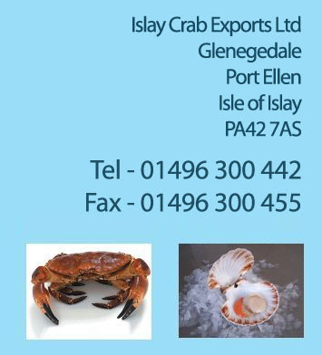 Islay Crab Exports, Kilnaughton House, The OA Road, Port Ellen, Isle of Islay, PA42 7AX, 01496 302 275